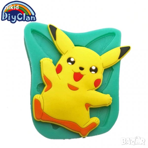 Голям Пикачу Pikachu Покемон силиконов молд форма декор торта сладки фондан и др. украса, снимка 1
