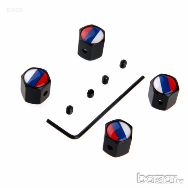 Защита от кражба! Метални капачки за вентили Руски флаг!, снимка 1