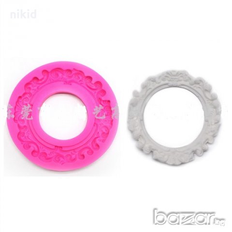 Голям кръг кръгла рамка огледало силиконов молд форма фондан тесто гипс украса