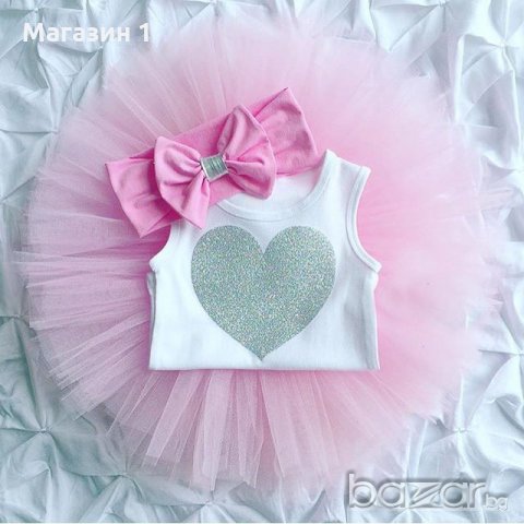 детски бебе туту сет боди  сърце и лента за глава 3 части, снимка 4 - Комплекти за бебе - 17913090