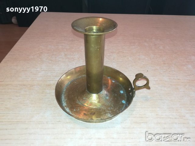 АНТИКА-свещник с място за пръст-15х13см-внос швеицария, снимка 3 - Антикварни и старинни предмети - 21104061
