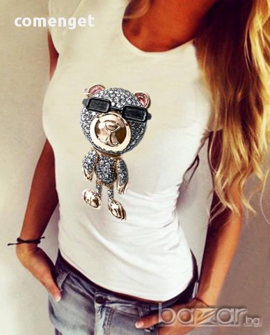 НОВО! Хитова дамска тениска CRAZY DOG с CK принт! Създай модел с твоя снимка!, снимка 2 - Тениски - 13918777