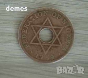  Нигерийска Федерация - 1 пени, 1959 г. - 1L, снимка 5 - Нумизматика и бонистика - 23825647