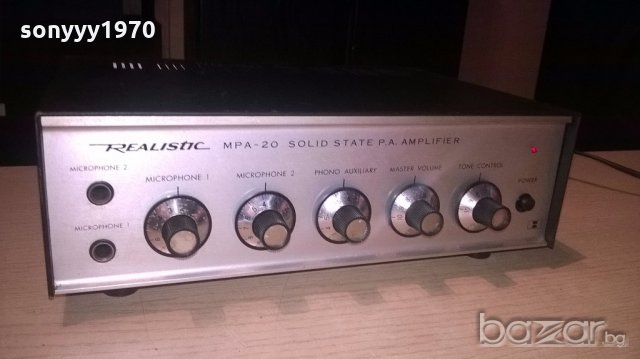realistic mpa-20 solid state pa amplifier-внос швеицария, снимка 1 - Ресийвъри, усилватели, смесителни пултове - 19129150