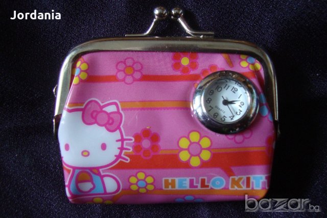 Оригинално детско портмоне с часовник-Hello Kitty;