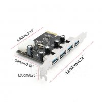 Нов 4-портов PCI-E към USB 3.0 HUB PCI Express адаптер 5 Gbps разклонител, снимка 4 - Кабели и адаптери - 19493248