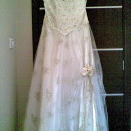 Булченска рокля в цвят екрю, снимка 1 - Рокли - 10757375