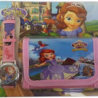 Детски комплект портмоне с картинка София и часовник, снимка 1 - Други - 24554457