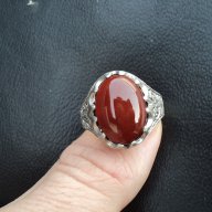 Сребърен пръстен с естествен карнеол ръчна изработка, снимка 1 - Пръстени - 14108964