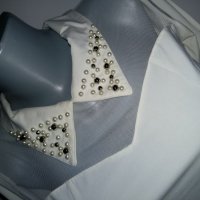 Блуза с яка от перли бяла, снимка 2 - Блузи с дълъг ръкав и пуловери - 23366520
