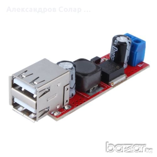 DC 6V-40V до 5V 3A, с двойно USB зарядно,  DC-DC понижаващ конвертор, снимка 1