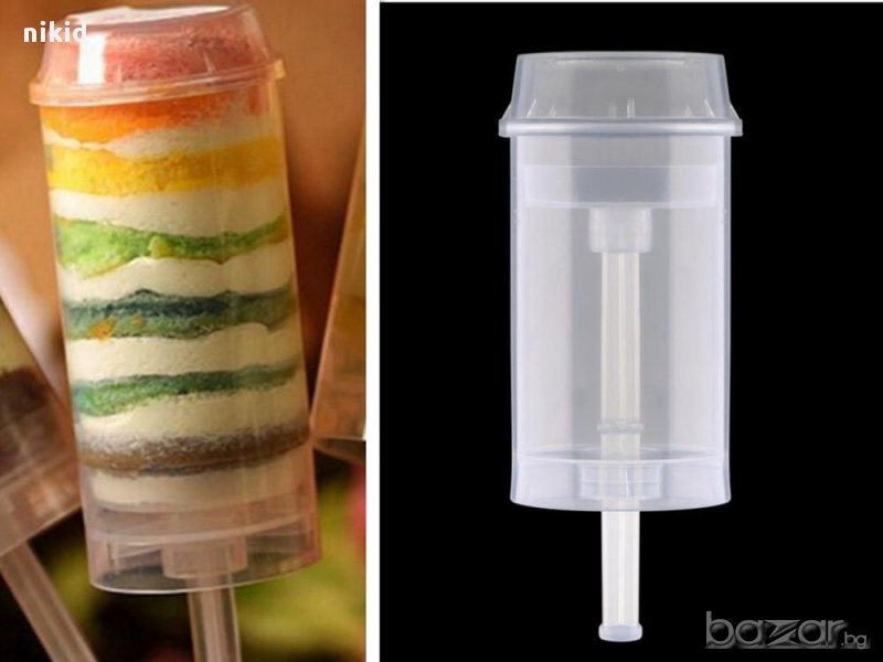 пластмасова форма с бутало за хапки близалка ескимо сладолед поп кейк плодове цилиндър Попсикъл, снимка 1