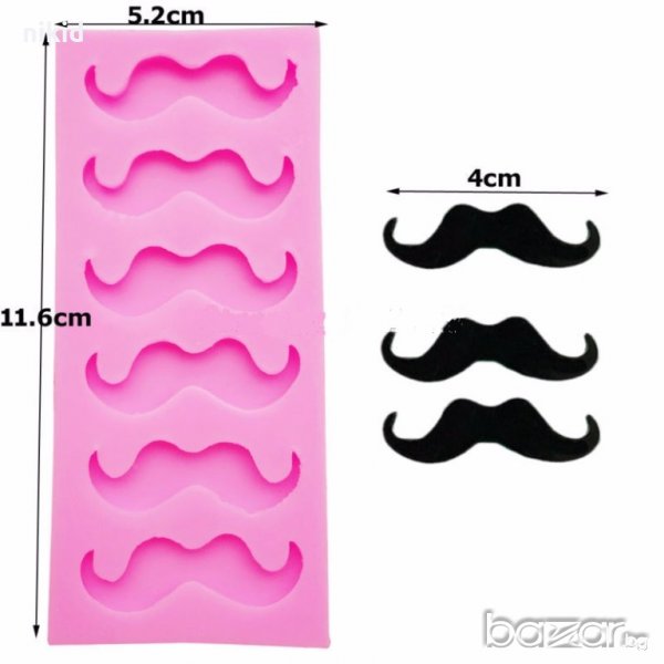 6 мустака мустачки мустак силиконов молд форма за декорация торта фондан шоколад и др, снимка 1