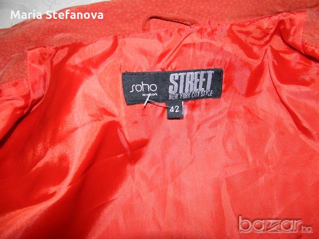 Дамско червено яке естествен велур, снимка 8 - Якета - 19080625