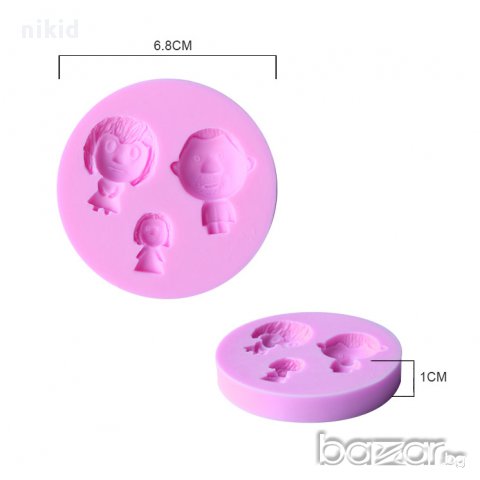 3 човека семейство силиконов молд калъп форма шоколад декорация торта глина сапун