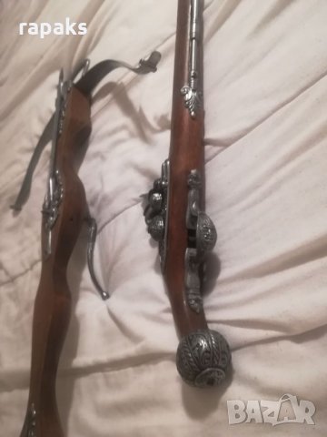 Ловна стара пушка двуцевка с външни удърници и декорации - реплика!, снимка 15 - Бойно оръжие - 21658598