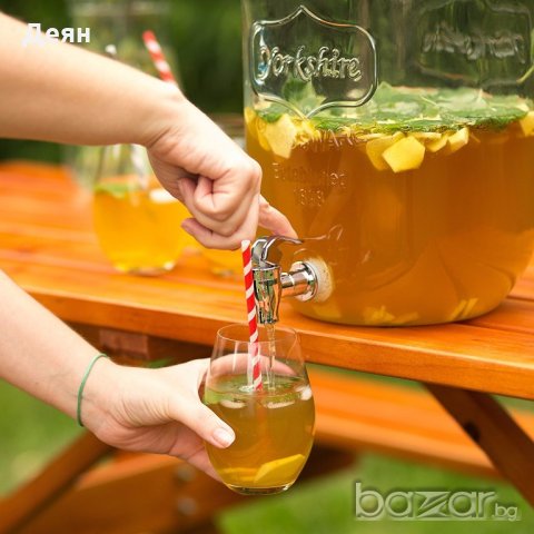 1677 Стъклен буркан с канелка за напитки 4 и 5 литра, снимка 3 - Други стоки за дома - 19576825