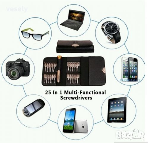 Комплект 25 прецизни мини-отверки, снимка 2 - Друга електроника - 21997932