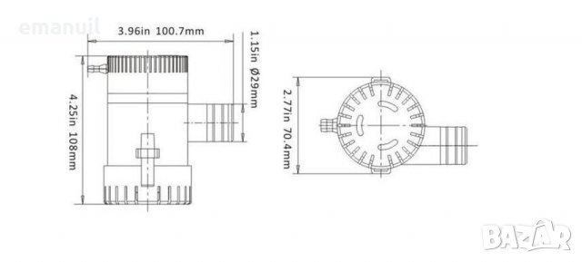  12V волта 1100GPH=4200л/час отводнителна потопяема водна помпа, снимка 4 - Водни помпи - 11371878