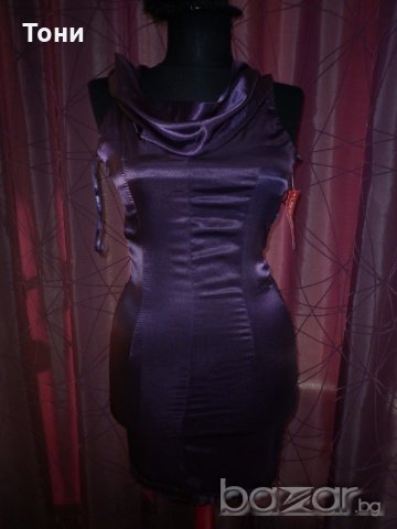 Лилава  сатенена рокля, снимка 1