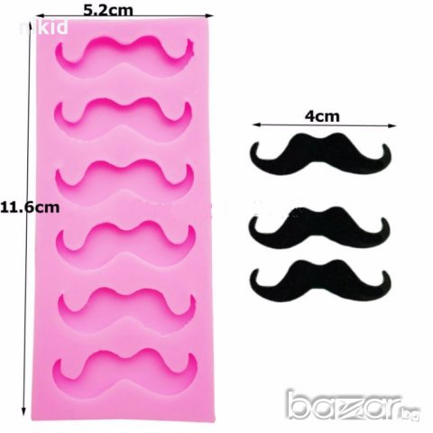 6 мустака мустачки мустак силиконов молд форма за декорация торта фондан шоколад и др