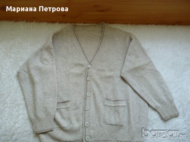 Мъжка жилетка - внос, мерино, бежов цвят, р-р Л, снимка 2 - Пуловери - 18165926