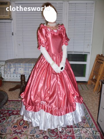 Бална рокля във викториански стил в розово и бяло, снимка 2 - Рокли - 11690524