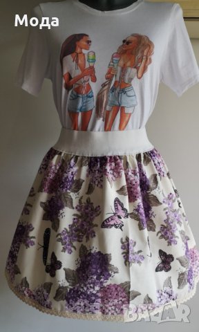 ПОЛА С ЛАСТИК ПРИНТ ПО ВАШИ РАЗМЕРИ  (висока талия ) НОВА, снимка 4 - Поли - 25159237