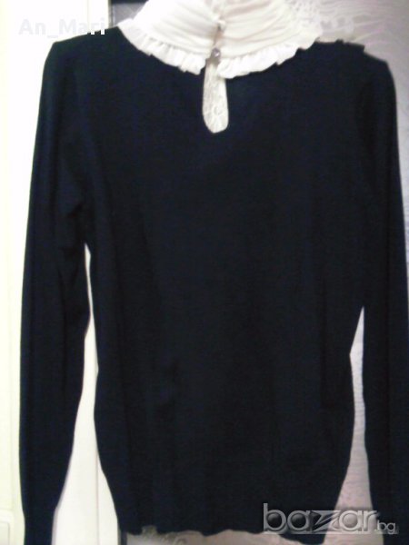 Дамска блузка-пуловерче, черно и бяло - дантела, перли! Намалена!, снимка 1