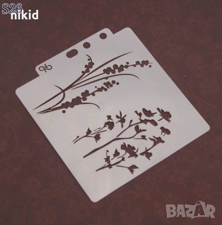 Стрък Лавандула цветя шаблон стенсил спрей за торта украса кекс декорация с пудра захар, снимка 1