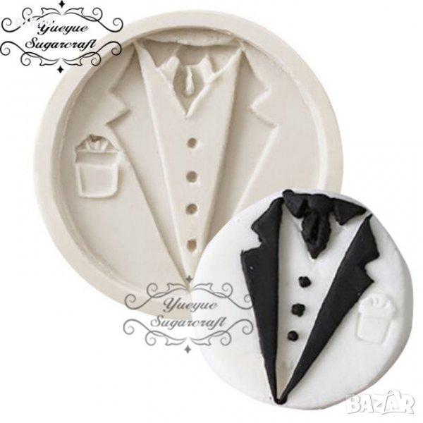 Мъжки Костюм в кръг силиконов молд форма декорация торта фондан украса мъфини, снимка 1