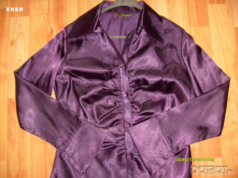 Дамска лилава сатенена риза -НОВА, снимка 1