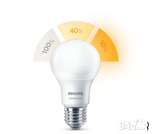LED Крушка Philips, 8W=60W, 806 lumen, 1крушка=3светлинни настройки, снимка 1