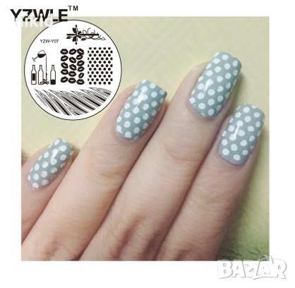YZW-Y07 точки  кръгла плочка / щампа шаблон за печат на нокти маникюр, снимка 1