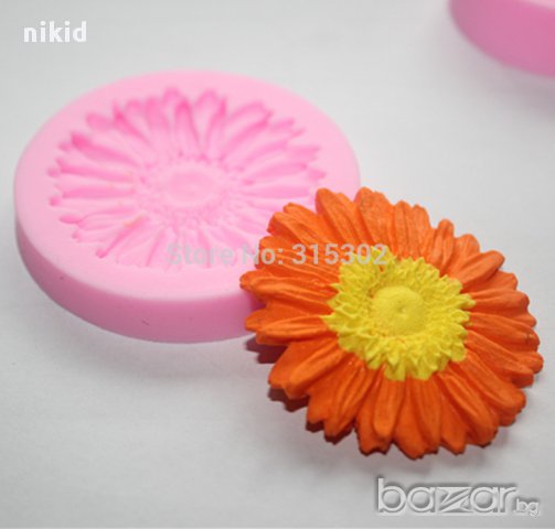  гербер хризантема силиконов молд форма за украса и декорация на торти и др., снимка 2 - Форми - 15356222