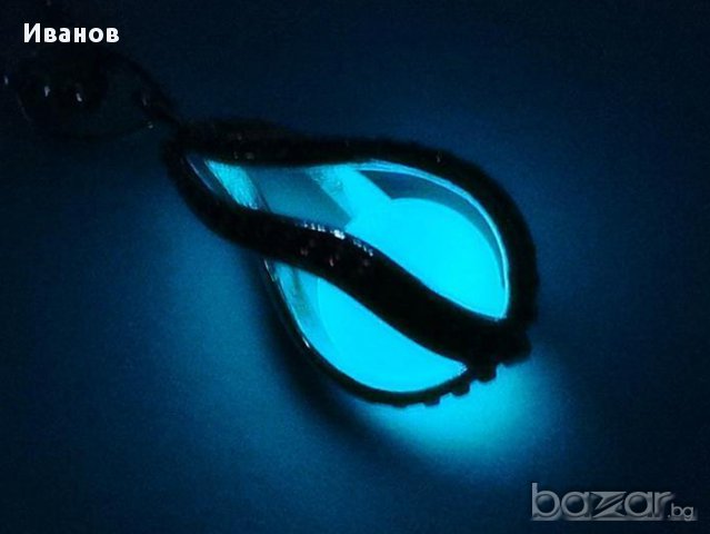 Медальон със светещо камъче и синджирче, снимка 2 - Колиета, медальони, синджири - 17695615