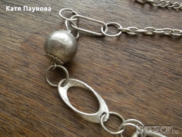 Нов ефектен сребрист колан / колие със сърчица, снимка 5 - Колани - 9017686
