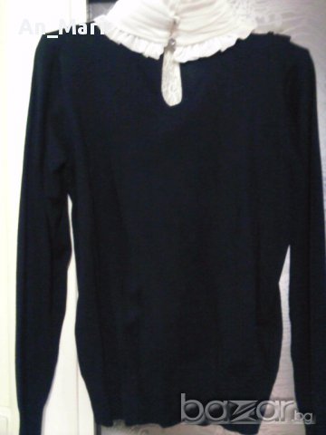 Дамска блузка-пуловерче, черно и бяло - дантела, перли! Намалена!