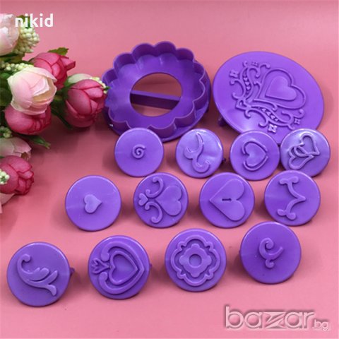 сет печати сърце с релеф за декорация тесто фондан украса бисквитки и мъфини