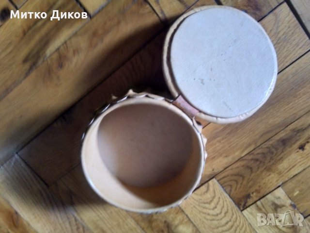 Кожена купа с капак за бижута-естествена кожа-камъче -ръчна изработка, снимка 4 - Декорация за дома - 25093524