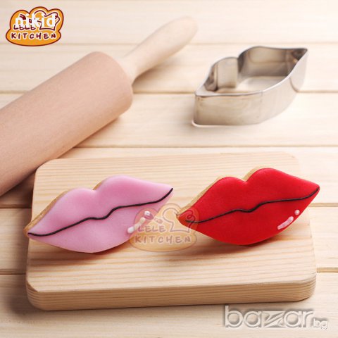 метална форма резец устни уста целувка украса бисквитки фондан