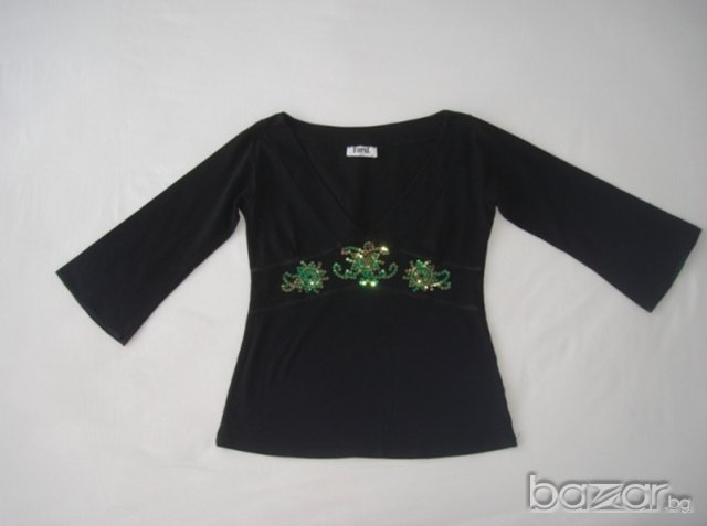 Topal Lady,черна дамска туника с паети, М , снимка 4 - Туники - 18368629