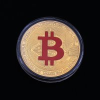 Биткойн / Bitcoin - Златиста с червена буква, снимка 1 - Нумизматика и бонистика - 26071087