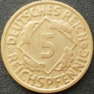 5 райхпфениг-1924г Германия, снимка 1 - Нумизматика и бонистика - 17715814