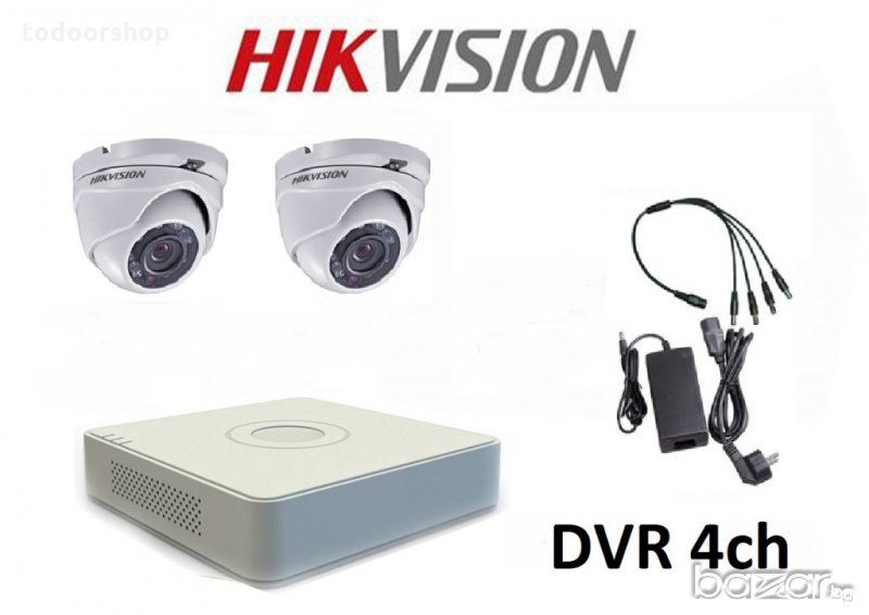 Комплект за видеонаблюдение с 2 HD-TVI камери HIKVISION + захр., снимка 1