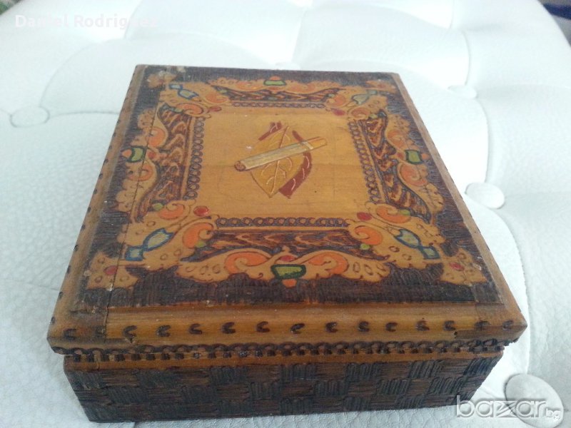 Стара Пирографирана Кутия, Цигаретник, снимка 1