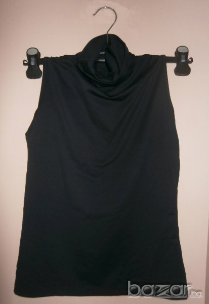 Дамска полу блуза без ръкав в черен цвят, снимка 1