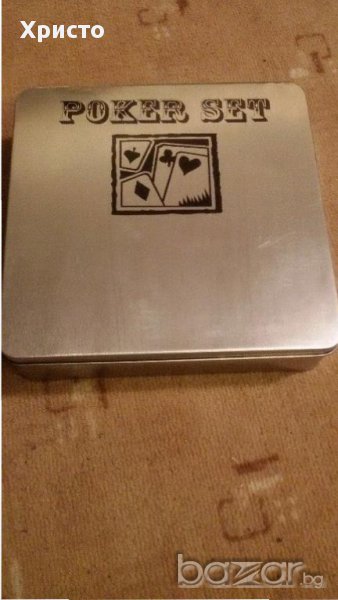 карти за игра комплект и жетони ПОКЕР СЕТ в метална кутияект, снимка 1