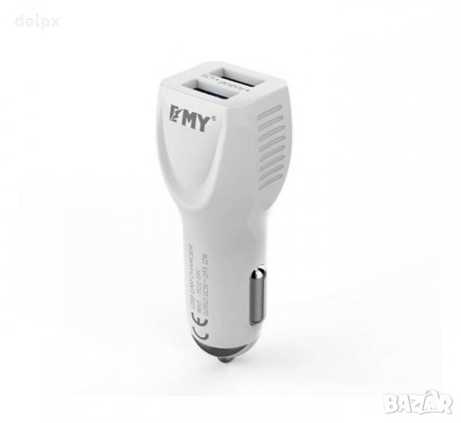 Автомобилно зарядно EMY за устройства с 2 изxода за USB 5V 2,4A, снимка 1