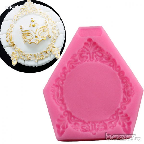 Заострена кръгла рамка на стойки силиконов молд форма за фондан украса, снимка 1